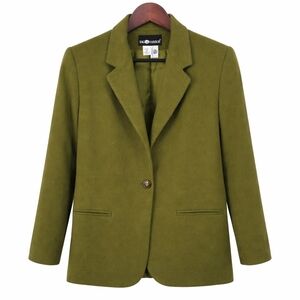 Vintage 100% Wool Blazer Sag Harbor Womens 8 Green Quiet Luxury Minimalist